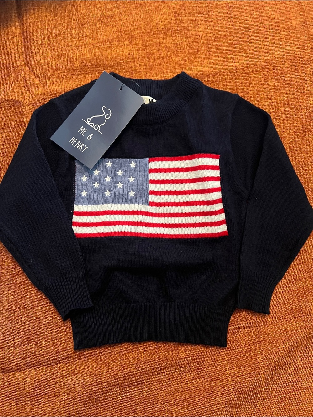 NWT Me & Henry Baby Navy Flag Knit Sweater
